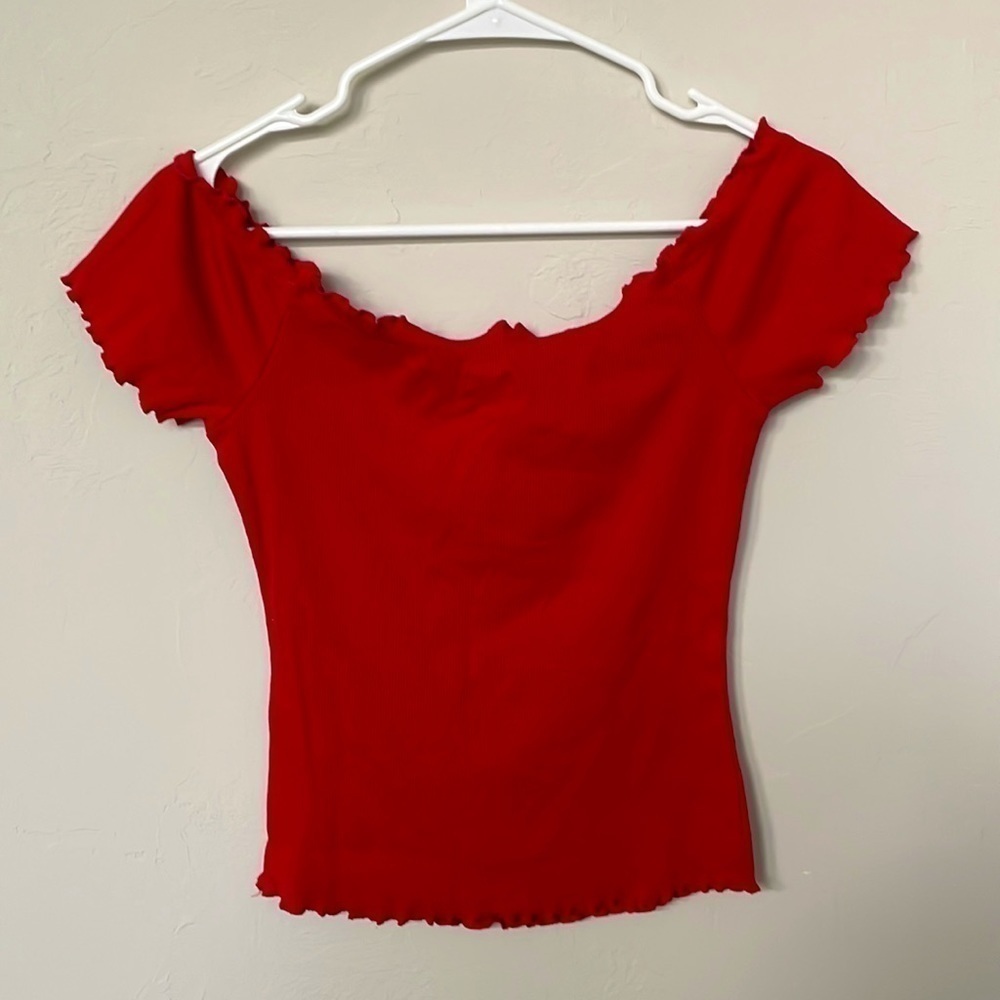 2 Off the Shoulder Women’s Tops | Express | Guess | Red | Black/White Stripe - Picture 3 of 10